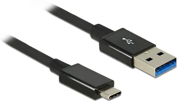USB-A till USB-C-kabel 10 Gbps koaxialkabel, 1m - Svart