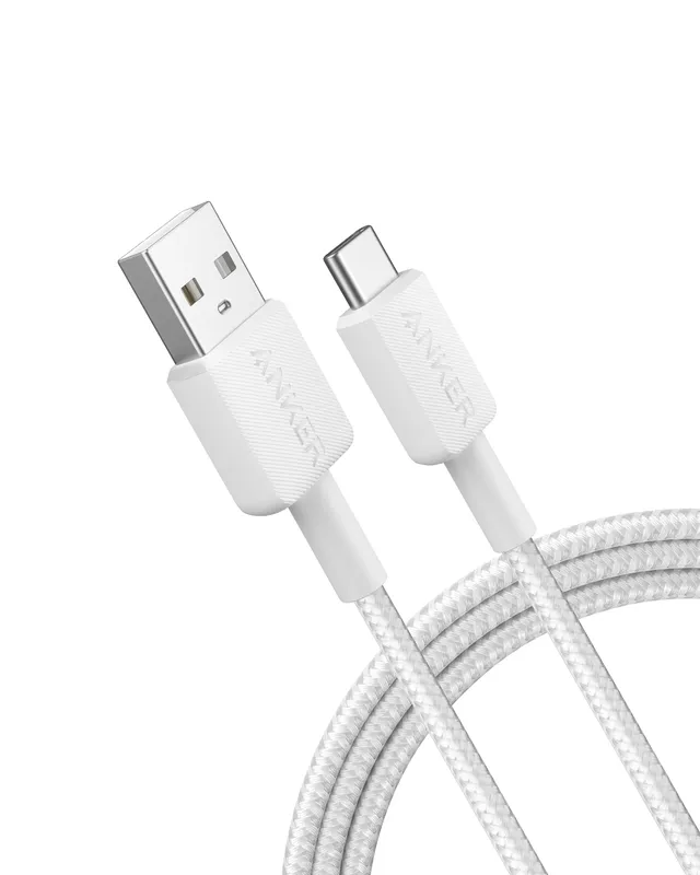 322 PowerLine USB-A till USB-C snabbladdning 1,8m - Vit