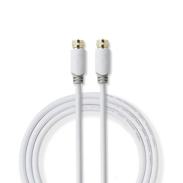 Satellite & Antenn kabel | F Hane | F Hane | Guldplaterad | 90 dB | 75 Ohm | Enskaligt skydd | 2.00 m | Rund | PVC | Vit | Låda