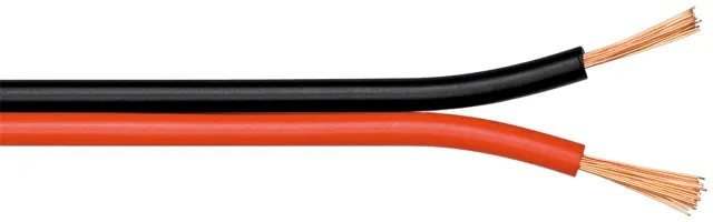 Högtalarkabel röd;svart CU 100 m spole, tvärsnitt 2 x 1,5 mm²