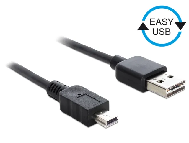 Easy USB-A 2.0-kabel hane till USB 2.0 Mini USB-B hane 0,5m - Svart