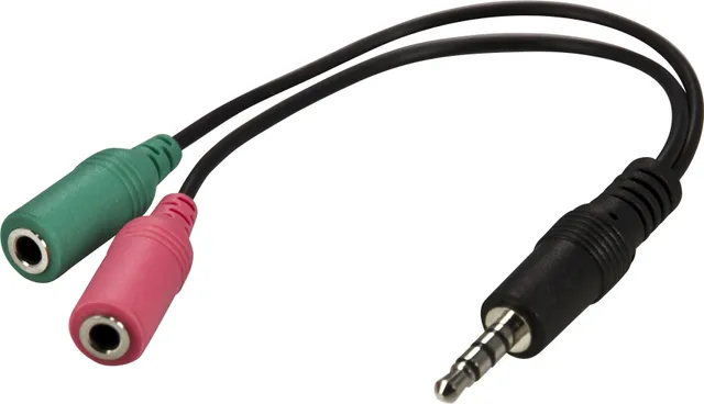 Headsetadapter för smartphone - 1st 3,5mm hane till 2st 3,5mm hona - Svart