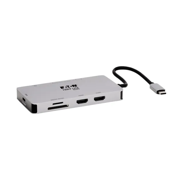 Eaton Series USB-C Dock Dual Display - 4K 60 Hz HDMI USB 3.2 Gen 1 USB-A Hub GbE Memory Card 100W PD Charging Gray