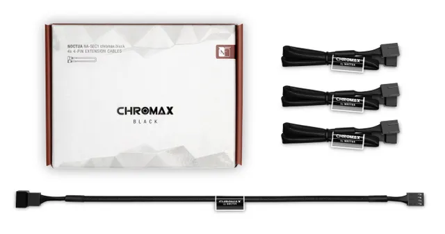 NA-SEC1 chromax.black - Förlängningsströmkabel till fläkt - 4-stifts PWM (hona) till 4-stifts PWM (hane) - 30 cm - svart