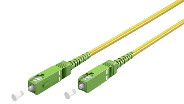 Fiberoptisk kabel (FTTH), Singlemode (OS2) Yellow, gul (Simplex), 15 m plugg SC-APC (8°) > plugg SC-APC (8°), halogenfri kabelhölje (LSZH)