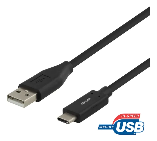 USB-C till USB-A 2.0 Kabel Svart - 1 meter