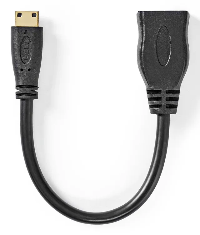 High Speed HDMI ™ kabel med Ethernet | HDMI™ Mini kontakt | HDMI™ Utgång | 4K@30Hz | 10.2 Gbps | 0.20 m | Rund | PVC | Svart | Låda