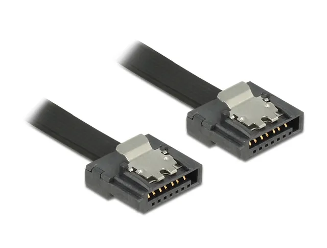 SATA FLEXI kabel, 6Gbps, lås clips, 0,5m