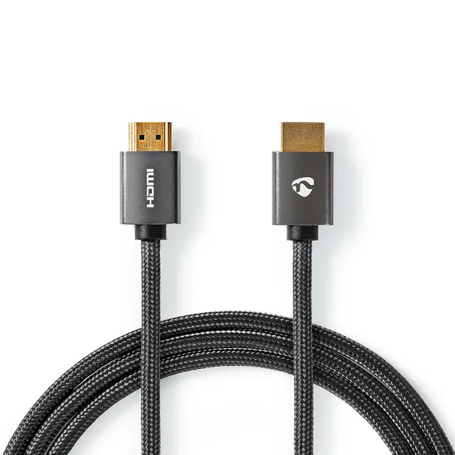 High Speed ​​HDMI ™ kabel med Ethernet | HDMI™ Kontakt | HDMI™ Kontakt | 4K@60Hz | ARC | 18 Gbps | 1.00 m | Rund | Bomull | Grått Med Metall | Kartong med täckt fönster