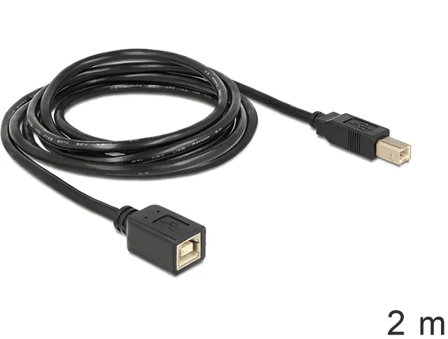 Förlängningskabel USB 2.0 B-hane till B-fe-hane 2m