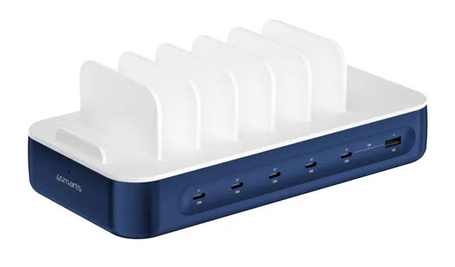 Charging station Team 100W 1x USB-A port 5x USB-C ports includes 6 cables navy