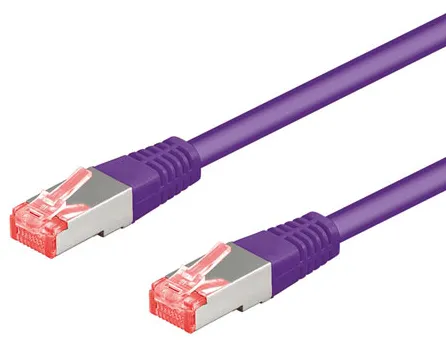 Patchkabel CAT 6, S/FTP (PiMF), violett, 0,25 m kopparledare (CU), halogenfri kabelhölje (LSZH)