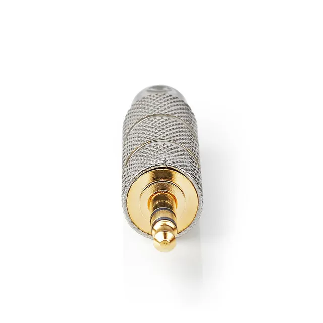 Stereo Audio Adapter | 3.5 mm Hane | 6.35 mm Hona | Guldplaterad | Rak | Aluminium / Zinc | Guld / Metall | 1 st. | Kartong med täckt fönster