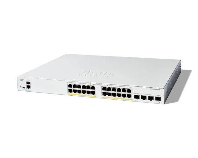 Catalyst 1300-24FP-4G - Switch - L3 - Administrerad - 24 x 10/100/1000 (PoE+) + 4 x Gigabit SFP - rackmonterbar - PoE+ (370 W) - återanvänd