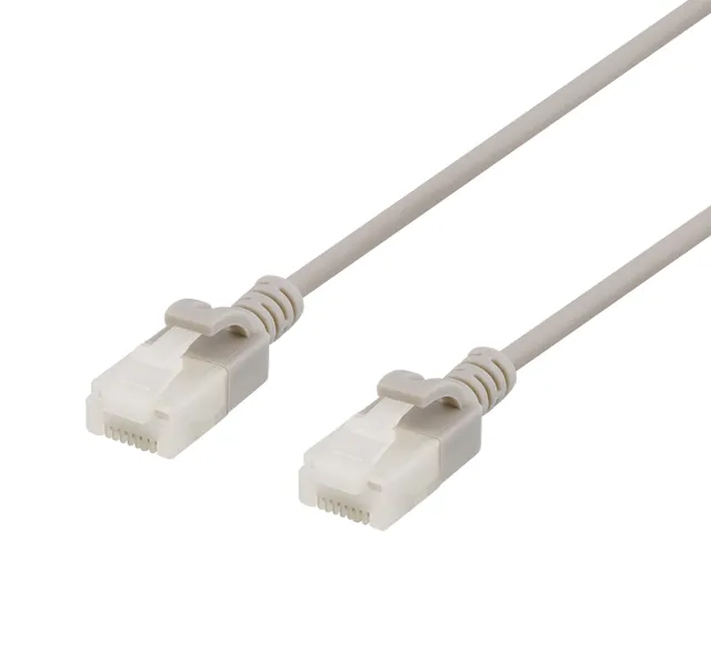 U/UTP Cat6a patchkabel, slim, 3,5mm i diameter, 5m, grå
