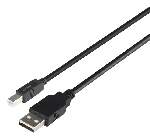 USB 2.0 kabel USB-A hane - USB-B hane, LSZH, 2m, svart