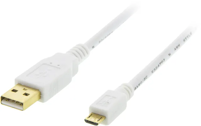 USB 2.0 kabel Typ A ha - Typ Micro B ha - 1m - Vit