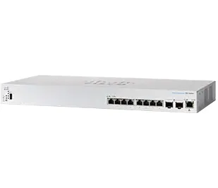 Business 350 Series CBS350-8XT - Switch - L3 - Administrerad - 6 x 10GBase-T + 2 x combo 10 Gigabit SFP+/RJ-45 - rackmonterbar - återanvänd