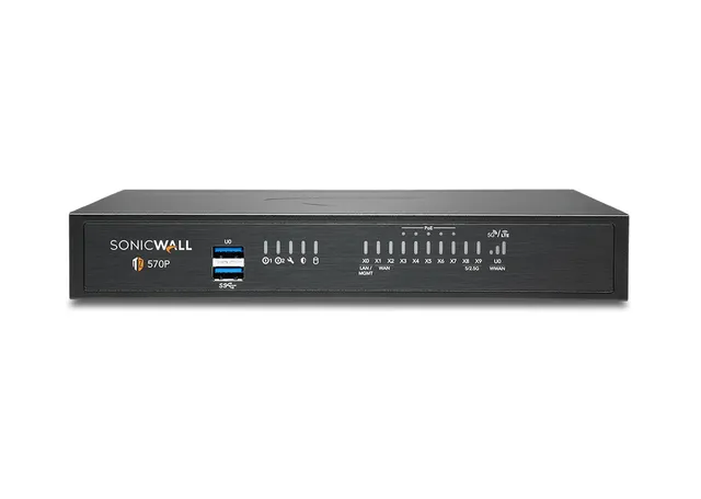 SonicWall TZ570P - Säkerhetsfunktion - med 1 year Support Service 8x5 - 1GbE, 5GbE - skrivbord