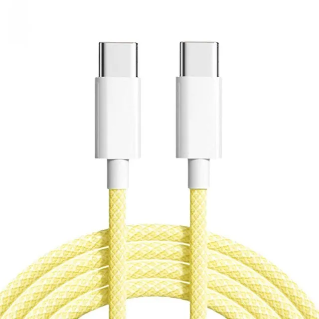 1m USB 2.0 USB-C till C kabel för iPhone 15/15 Pro/15 Plus/15 Pro Max 3A 480Mbps 60W gul