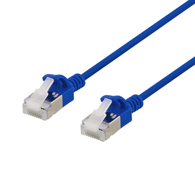 U/FTP Cat6a patch cable, slim, 3.8mm in diameter, 3m, blue