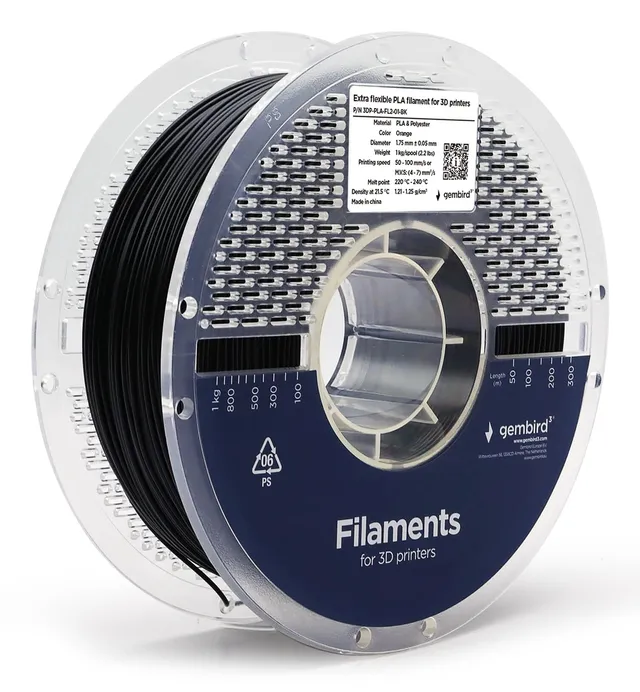 PLA filament - Extra Flexible - Svart - 1.75mm ø - 1 kg