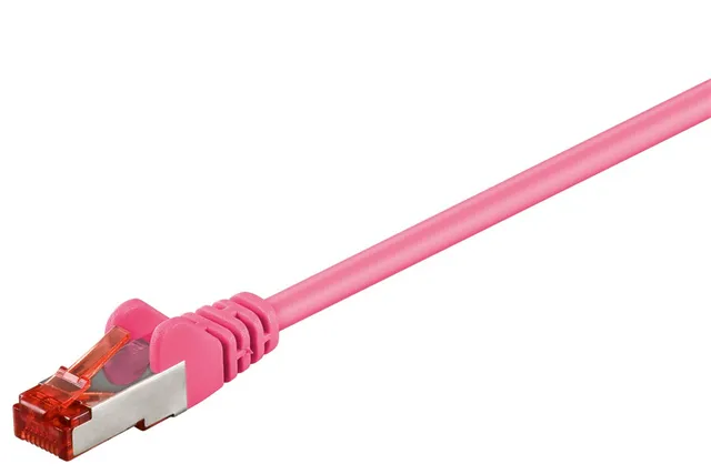 Patchkabel CAT 6, S/FTP (PiMF), magenta, 10 m kopparledare (CU), halogenfri kabelhölje (LSZH)