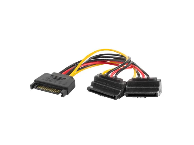 15-pin SATA (hane) till 2x SATA (hona) Vinklad 15cm