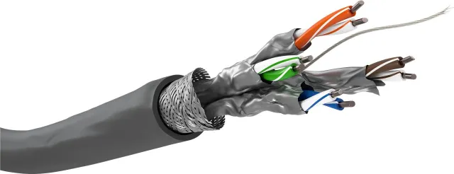 Cat6 S/FTP installationskabelvinda, enstaka tråd, 100 m, grå