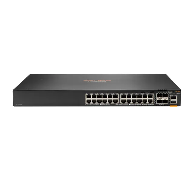 HPE Aruba CX 6300F - Switch - endast horisontal ytmontering - L3 - Administrerad - 24 x 10/100/1000 (PoE+) + 4 x 50 Gigabit Ethernet SFP56 - framsidan