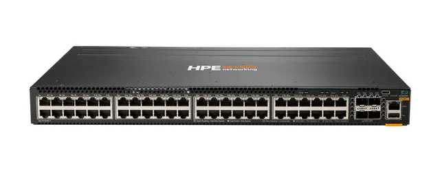HPE Aruba 6300M - Switch - L3 - Administrerad - 48 x 10/100/1000 + 4 x 1 Gb/10 Gb/25 Gb/50 Gb SFP56 (upplänk/stapling) - bakre till främre luftflödet