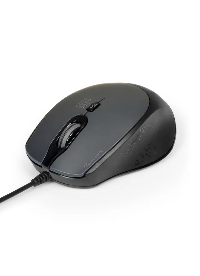 PORT Connect Professional SILENT - Mus - höger- och vänsterhänta - optisk - 3 knappar - kabelansluten - USB, USB-C - svart