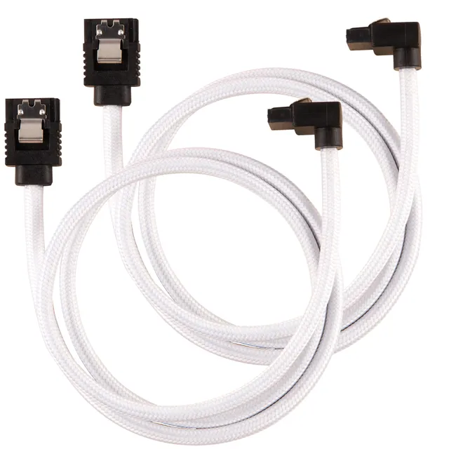 SATA-kabel Vinklad Vit 60cm 2-pack