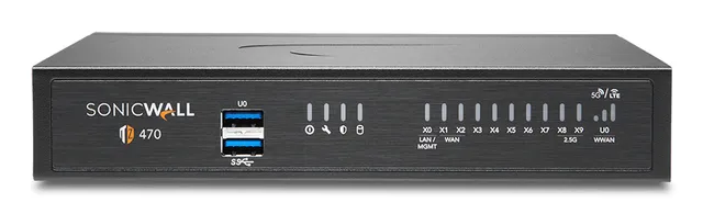 SonicWall TZ470W - Säkerhetsfunktion - 1GbE, 2.5GbE - Wi-Fi 5 - 2.4 GHz, 5 GHz - ej återförs - skrivbord