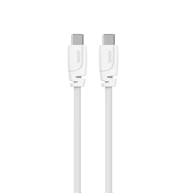 Sinox USB C 2.0-kabel. 2m. Vit, 2 m, USB C, USB C, USB 2.0, 0,48 Gbit/s, Vit