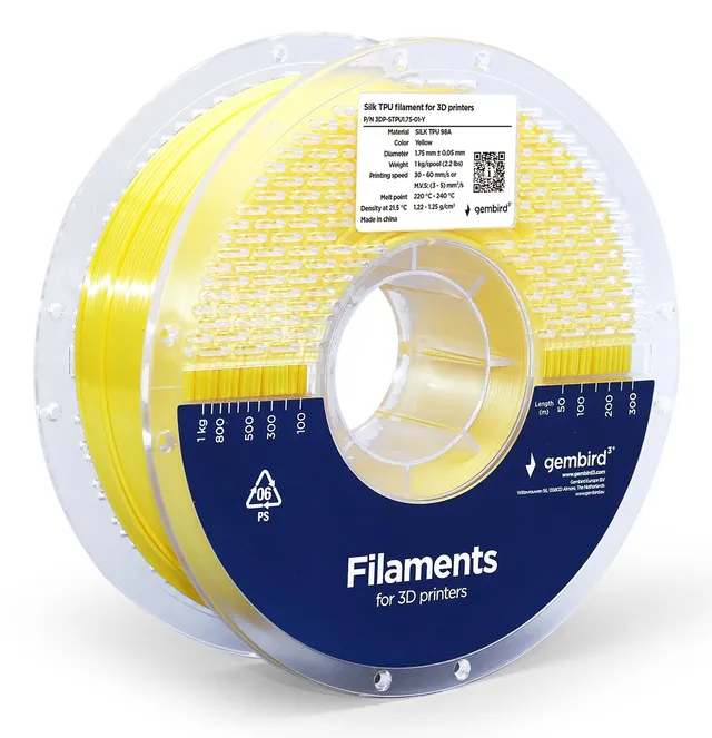TPE, TPU, TPC (Flexibel) filament - Yellow - 1.75mm ø - 1 kg