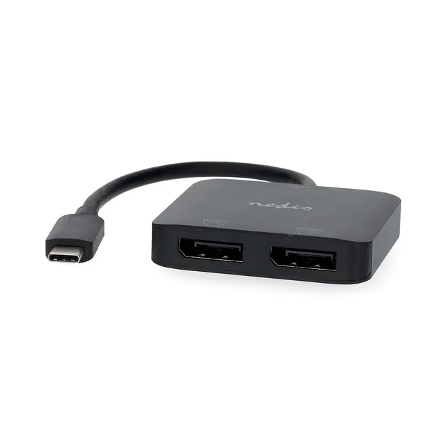 USB-C™ Adapter | USB 3.2 Gen 1 | USB-C™ Hane | 2x Displayport Female | 4K@60Hz | 0.20 m | Rund | Nickelplaterad | PVC | Svart | Låda