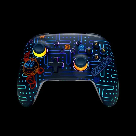 avancerad, trådlös handkontroll för Nintendo Switch med Lumectra - PAC-MAN™ neonspelhall - Wireless Controller - Nintendo Switch