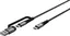 2-i-1 USB-C till USB-C/USB-A-kabel, 2m - Space Grey/Silver