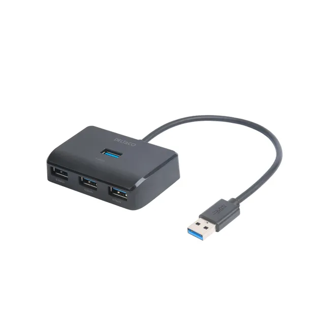 USB Dockningsstation med 4 Portar - Svart