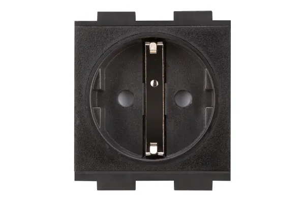 Crestron FT2A-PWR-EU series FT2A-PWR-EU-1-BASIC - power socket-outlet - European "Schuko" power outlet module single - 1 gang - 1 power socket - black