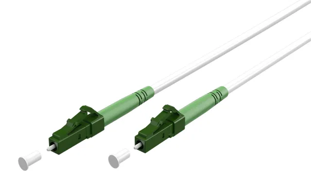 Fiberoptisk kabel (FTTH), Singlemode (OS2) White, vit (Simplex), 5 m plugg LC-APC (8°) > plugg LC-APC (8°), halogenfri kabelhölje (LSZH)