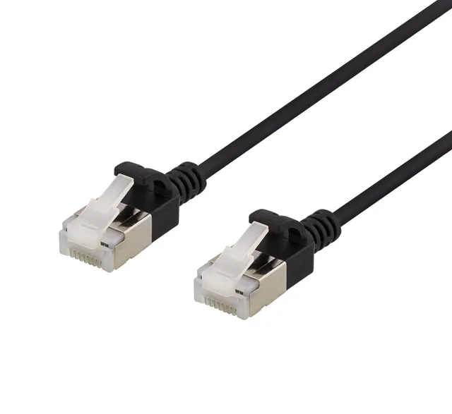U/FTP Cat6a patchkabel, slim, 3,8mm i diameter, 2m, svart