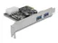 PCIe x1 kort, USB 3.0, 2xTyp A portar(2 ext), molex-ström