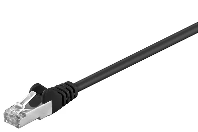 Patchkabel CAT 5e, SF/UTP, svart, 15 m kopparklädd aluminiumtråd (CCA)
