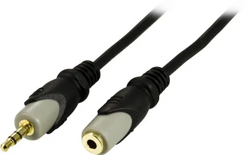 ljudkabel - Förlängning - 3,5mm - hane till hona - 3m - Svart