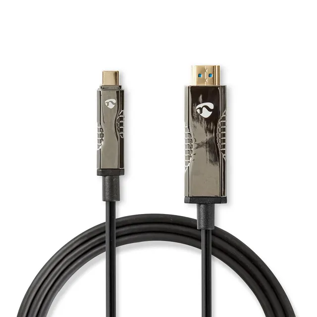 Aktiv optisk (AOC) USB kabel | USB-C™ Hane | HDMI™ Kontakt | 18 Gbps | 50.0 m | Rund | PVC | Svart | Presentbox