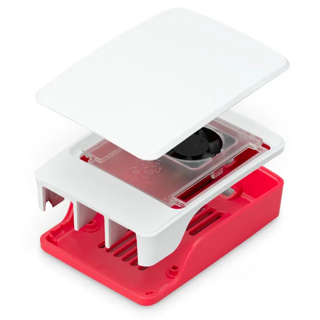 Raspberry Pi 5 Case Red/White with fan (Fyndvara klass 3)