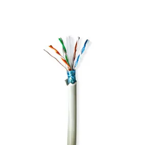 CAT6 nätverkskabel rulle | Solid | F/UTP | Bar koppar | 50.0 m | Inomhus | Rund | LSZH | Grå | Dragkorg