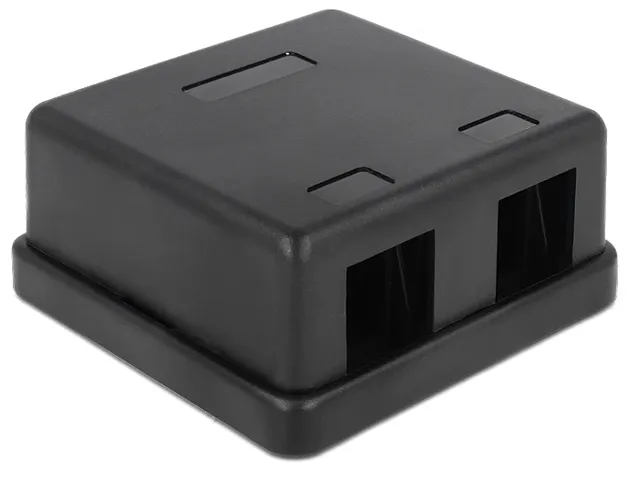 Keystone låda, 2 portar, plast, svart